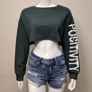 Positivity Green Long Sleeve Crop Top